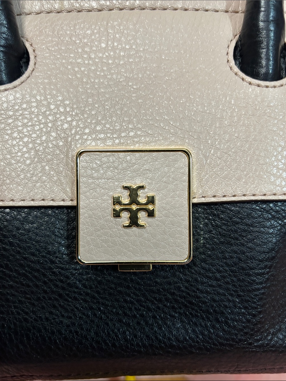 Tory Burch Small Clara Leather Tote in Two Tone Pink and Black Retail $425.00 - Picture 4 of 14